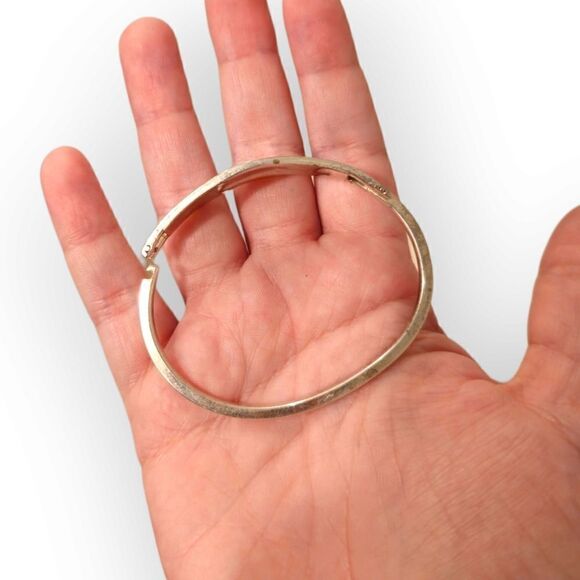 Vintage Alpaca Mexico Silver Blue Abalone Shell Mother-of-Pearl Flower Bracelet - Picture 10 of 14